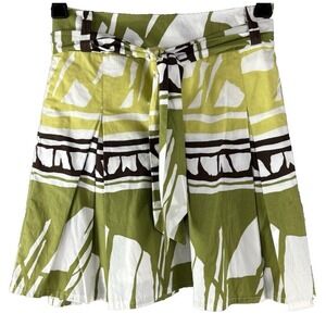 Talbots‎ Petites 2 Pleated Lined Flare Skirt Tie Belt Native Batik  Boho Skater